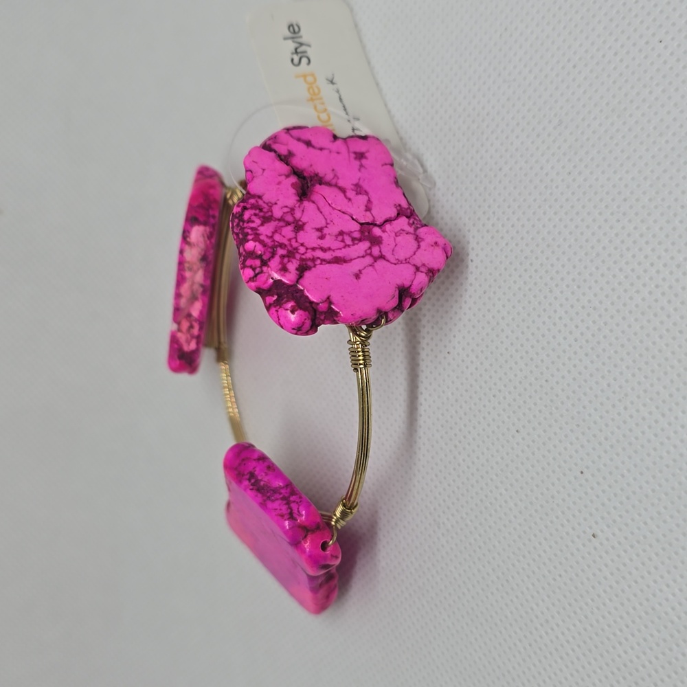 Gold wire bracelet with large pink stones (costume)